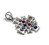 Sterling Silver With Colored Stone Jerusalem Cross Pendant